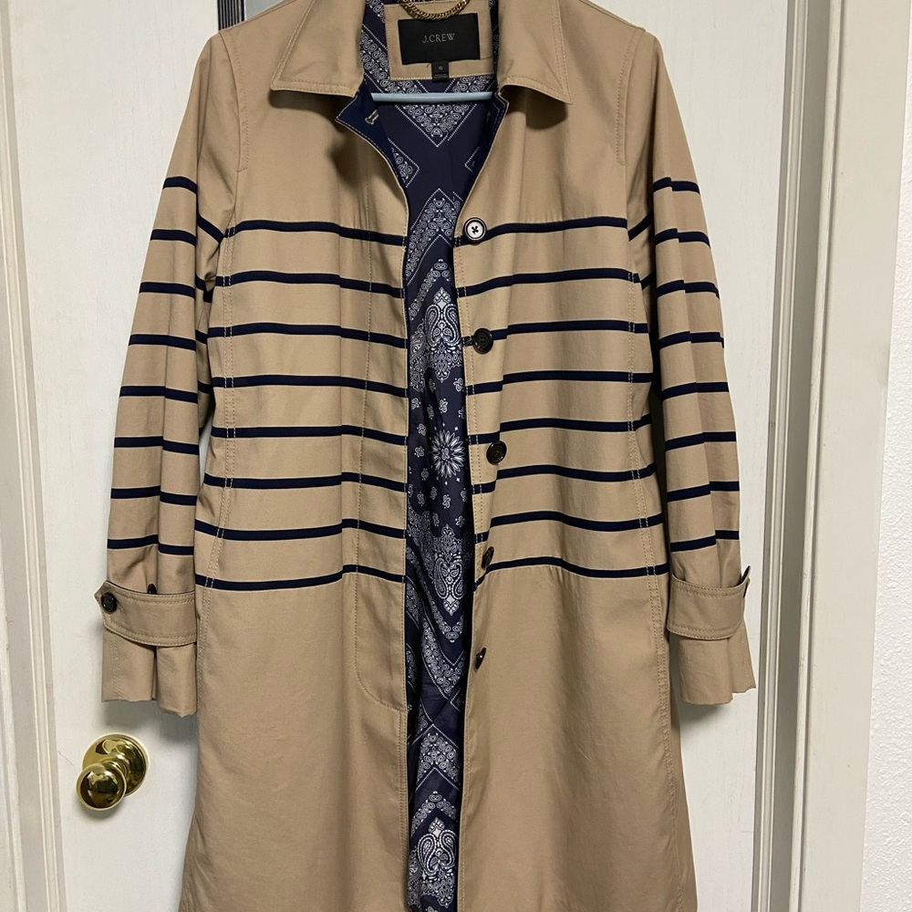 J. Crew Navy and Tan Trench Jacket